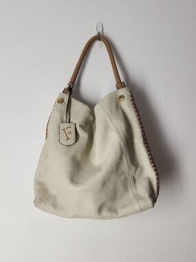 Furla Leather Braided Side slouchy soft Tote shoulder hand bag logo